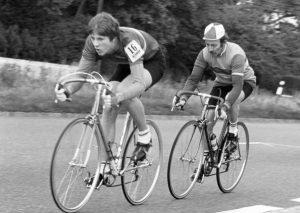 clarencourt cycling club over the hill gang. members ev and mick racing